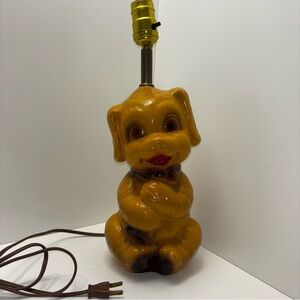 Vintage 50s big eyed puppy dog bedside lamp